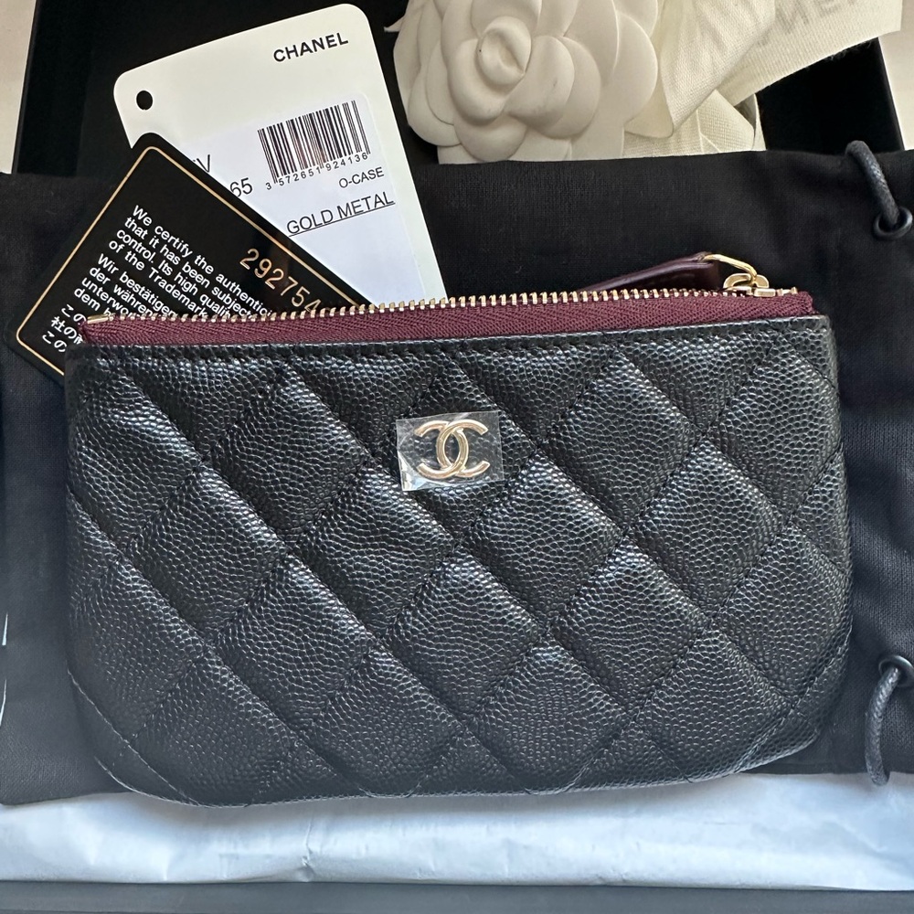 Authentic Chanel Quilted Mini O Case Pouch